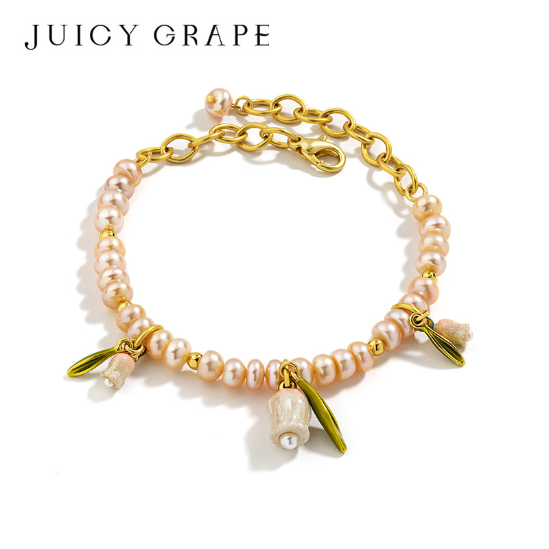 天然珍珠铃兰花手链女甜美森系轻奢小众设计感手饰品手镯女友礼物