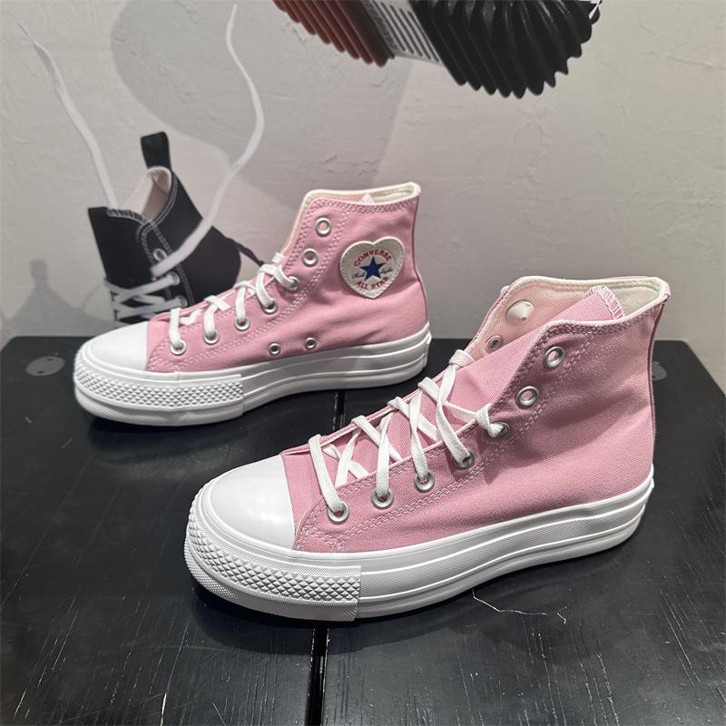 Converse/匡威女高帮粉色帆布鞋