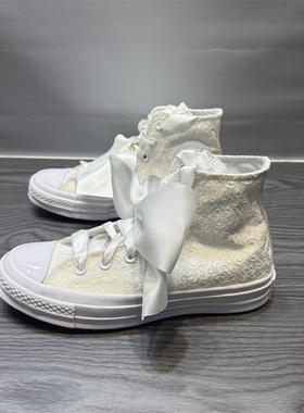 CONVERSE匡威1970S白色丝绸蝴蝶结婚鞋男女高帮休闲帆布鞋A07078C