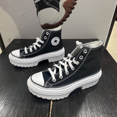 CONVERSE匡威CTLugged2.0女子黑色厚底增高中帮帆布高跟鞋 A08258C