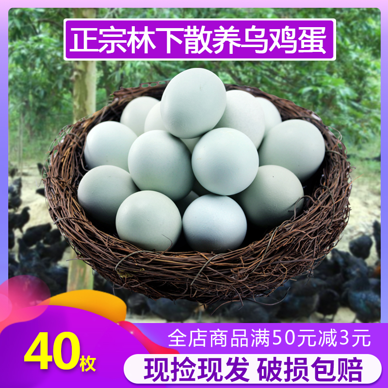 正宗农家散养乌鸡蛋新鲜绿壳土鸡蛋柴鸡蛋40枚绿皮乌骨草鸡蛋孕妇