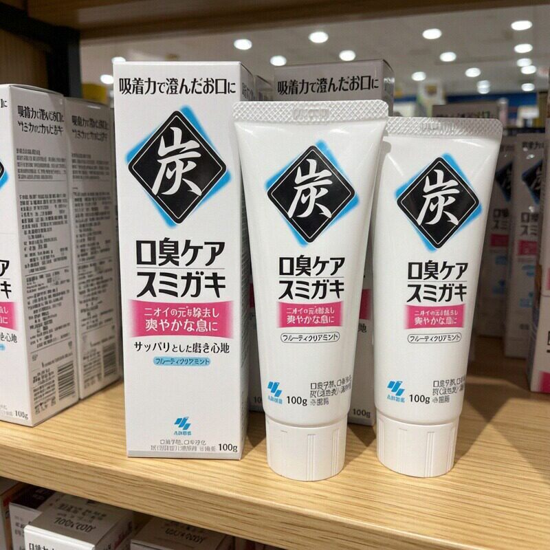 日本防蛀小林制药牙膏原装进口竹炭颗粒去烟渍口腔草本薄荷味护龈