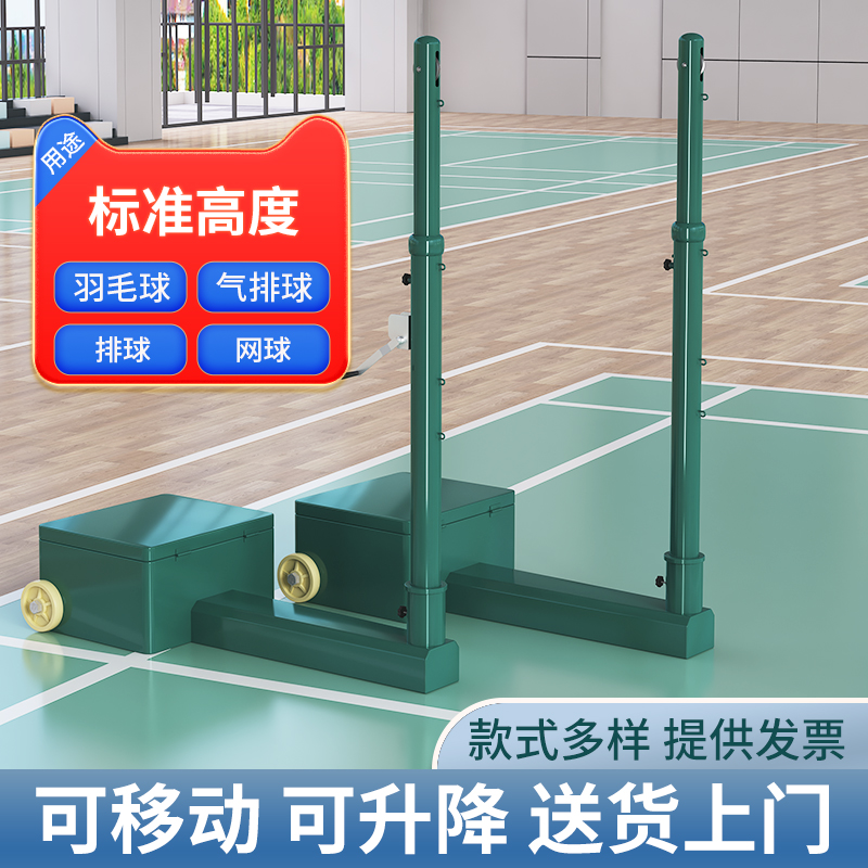 移动羽毛球网架便携式室外标准专业网球架气排球柱男排女排多功能