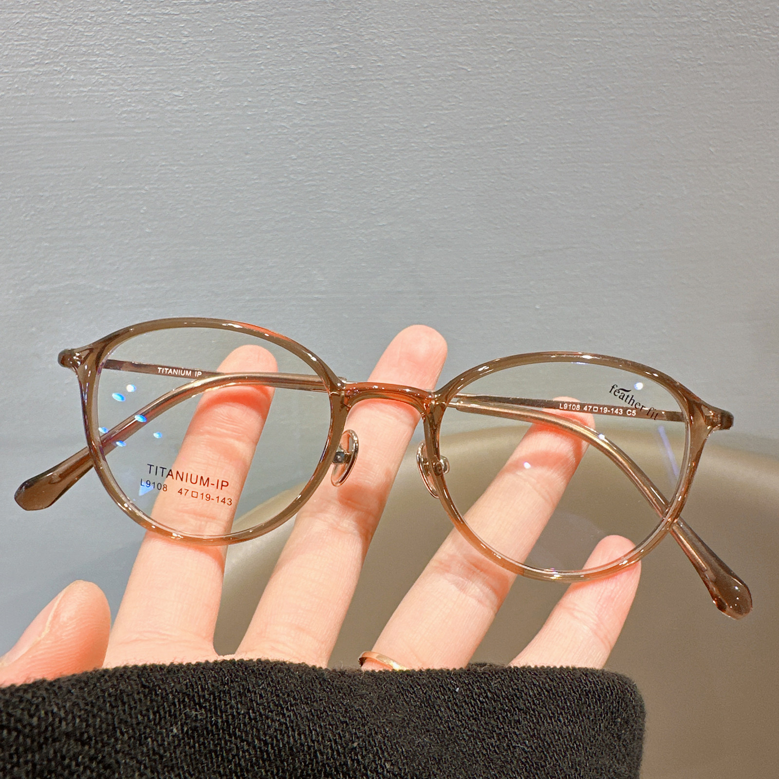 超轻钛架透明色小圆框可配近视高度数素颜显白眼睛框架兴语R9108