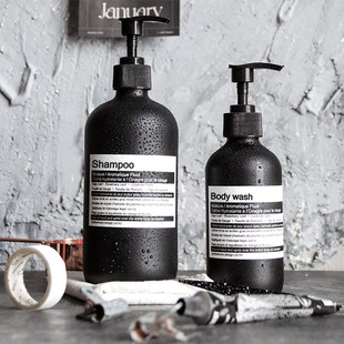 洗手液洗衣液按压瓶软装 瓶按压 洗发水瓶替换 分装 ins哑黑玻璃爆款