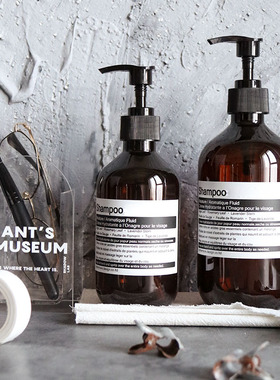 ins风棕色塑料按压瓶 洗发水沐浴露替换瓶子 软装样板间瓶