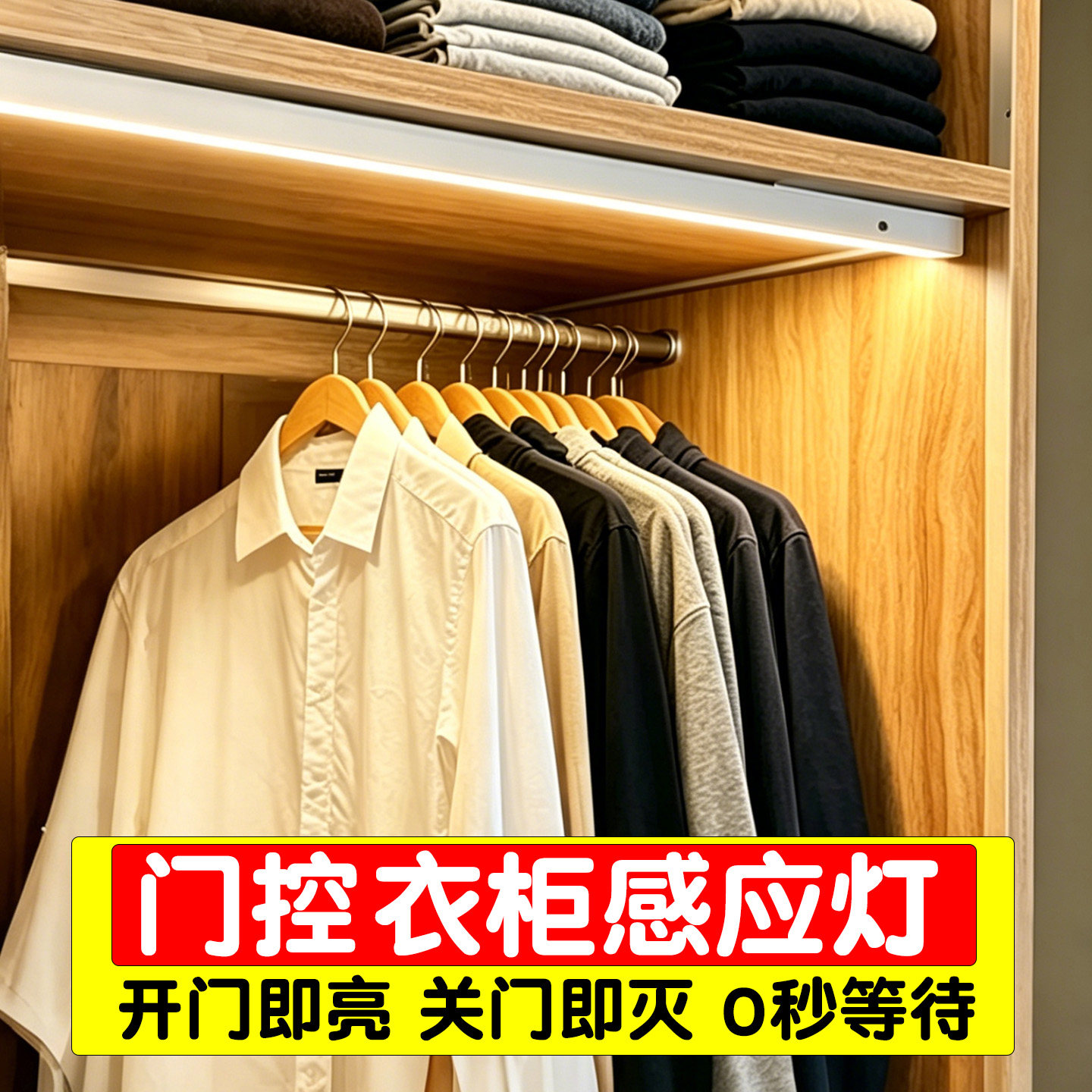 衣柜内照明感应灯开门即亮专用led有接线内置橱柜酒柜书柜镜柜灯