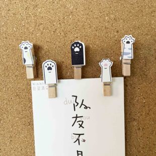 5个 小猫爪爪木夹子图钉 小网红书ins不伤照片留言毛毡软木板按钉