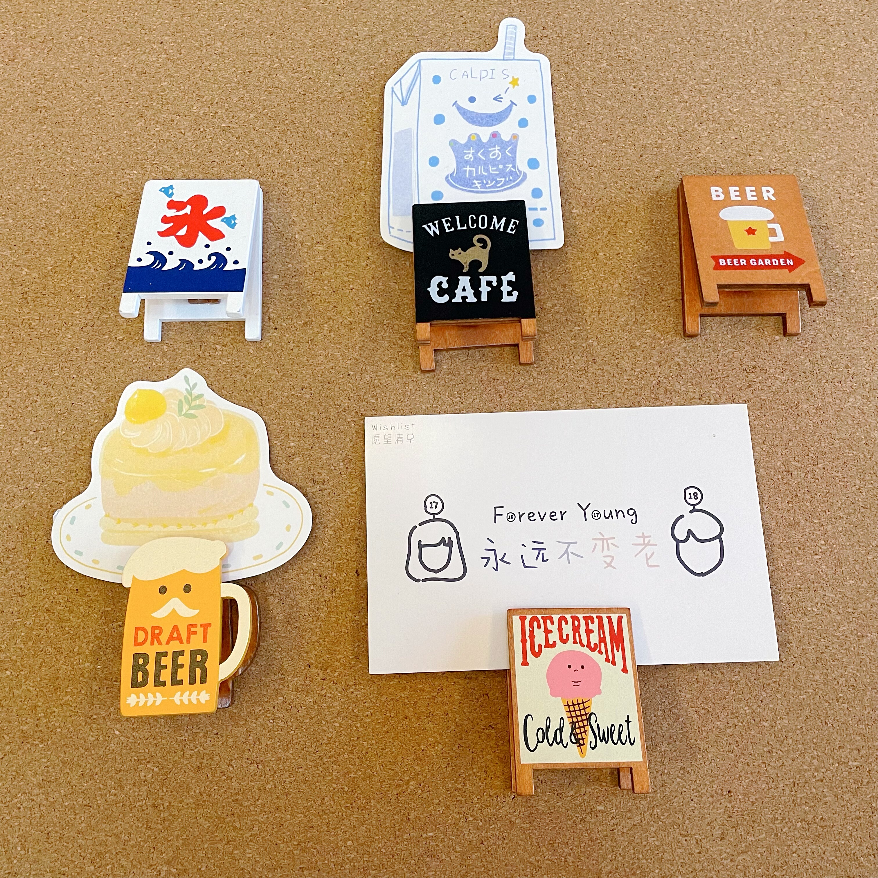 创意日系海报木质便签留言夹图钉