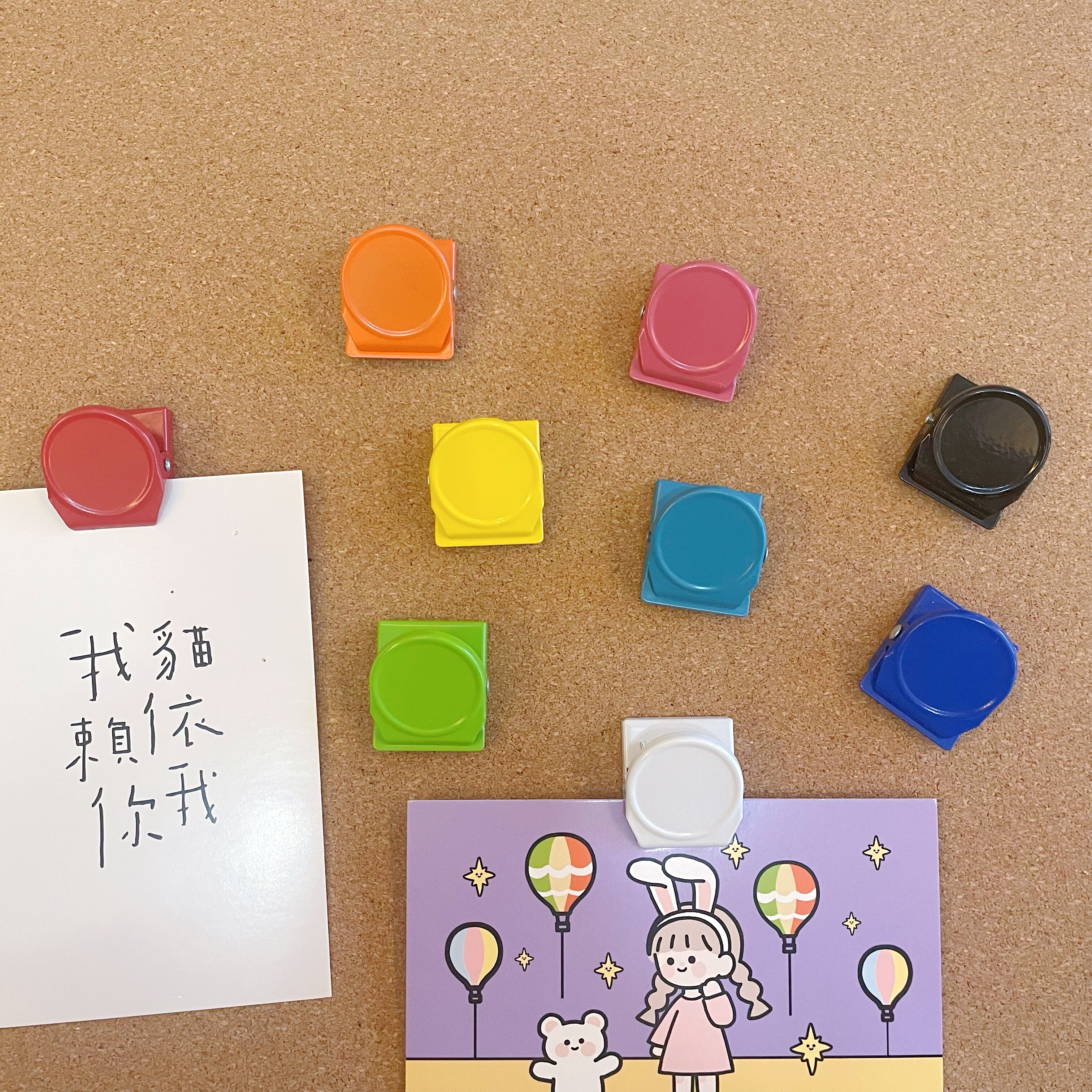 ins韩国彩色方形金属夹子图钉