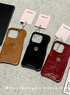 ins高级感山茶花皮质纹适用pura70pro+华为mate70pro手机壳mate60/50/40/30pro气质小香风p60pro闺蜜p50/p40