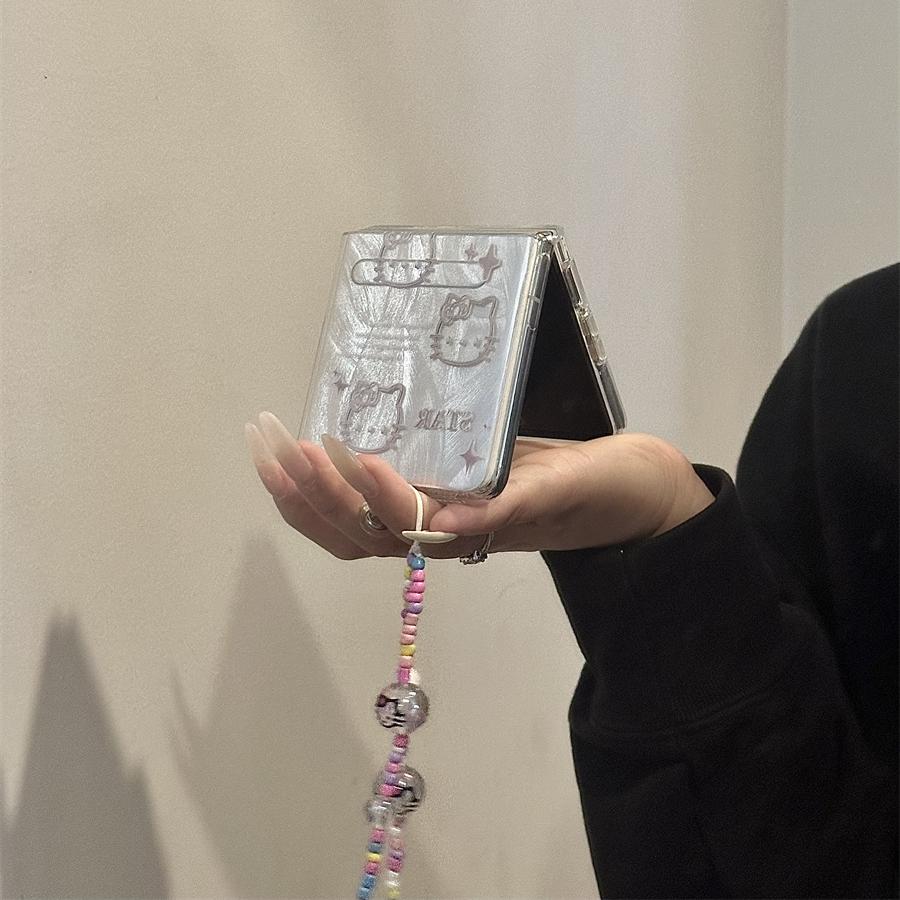 ins满屏Kitty猫适用novaFlip华为P50Pocket2手机壳小米MIXFlip折叠三星Zflip6/5/4手链荣耀VFlip女FindN3Flip