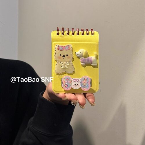 ins可爱笔记本狗狗适用小米MIXFlip华为Pocket2手机壳FindN3Flip折叠三星Zflip6/5/4/3支架novaFlip荣耀VFlip