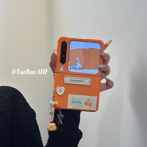 ins纽扣樱桃折叠支架适用Pura X华为Pocket2手机壳小米MIXFlip2折叠FindN3Flip三星Zflip7/6/5nova荣耀VFlip2