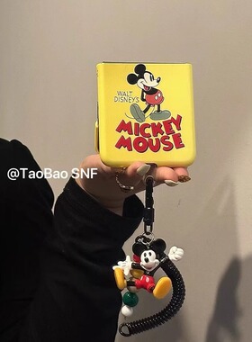 ins英文米奇挂件适用Pura X小米MIXFlip2华为Pocket2手机壳FindN3Flip折叠三星Zflip7/6/5novaFlip荣耀VFlip2