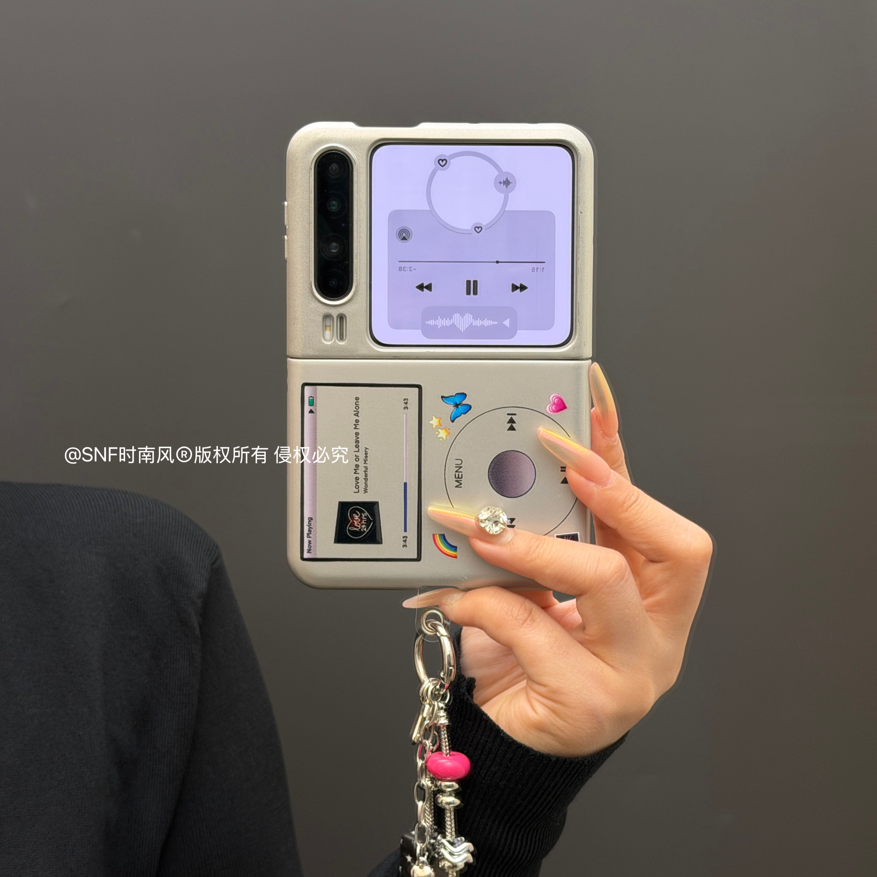 ins创意复古MP3适用Pura X华为Pocket 2手机壳小米MIXFlip2折叠屏FindN3Flip荣耀VFlip2三星Zflip7/6/5novaS