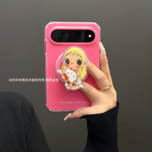 ins玫红色鎏金小玉女磁吸支架适用华为puraxview手机壳新款阔直板Pura X View保护套IMD双层全包可爱少女心