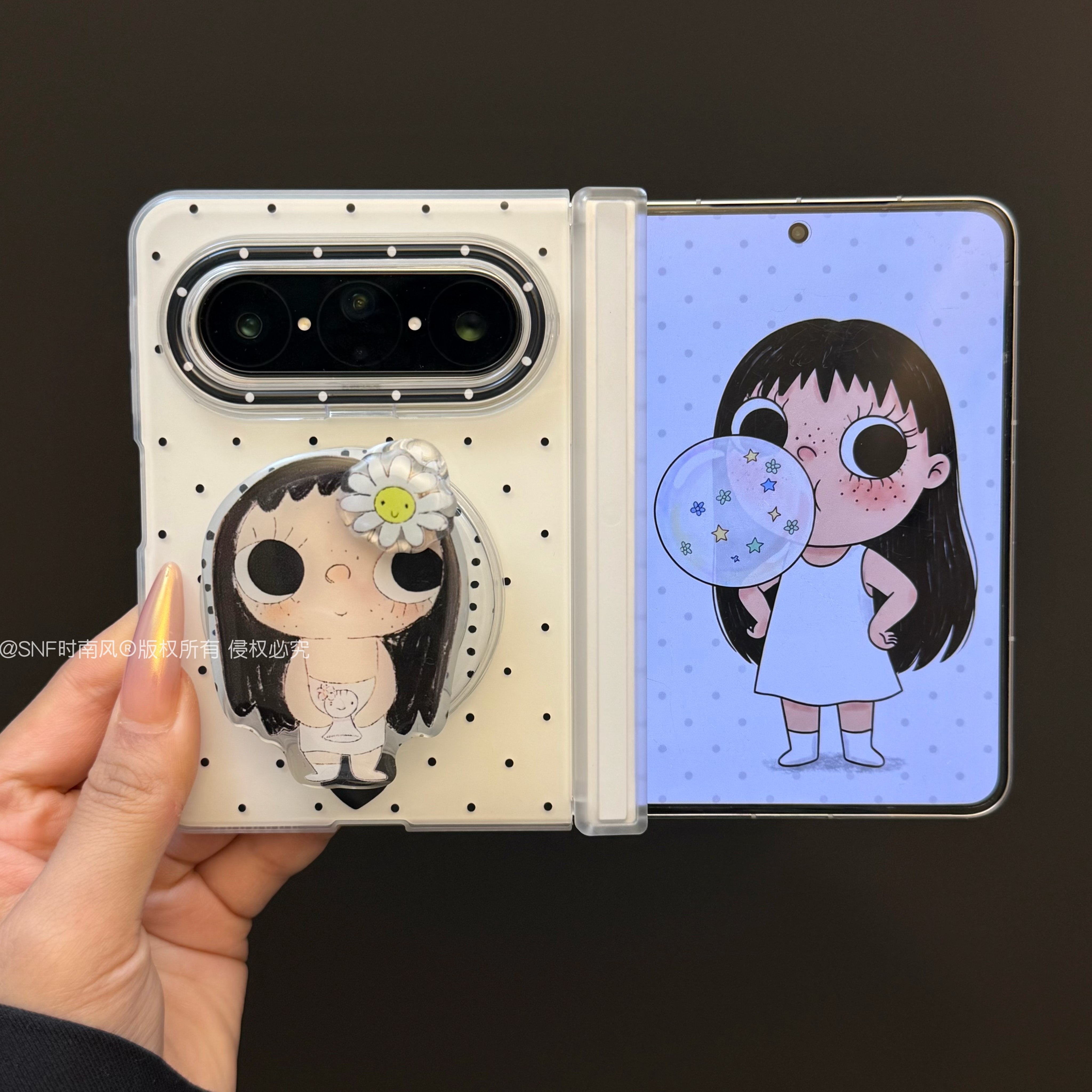 可爱波点小玉女磁吸支架适用华为puraxmax手机壳三星GalaxyZFold8阔折叠屏PuraXMax典藏版iPhone Ultra双中轴图片