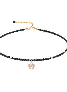 独特设计高档微镶白贝壳樱花项链