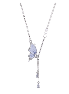 不褪色新款甜酷蝴蝶流苏项链