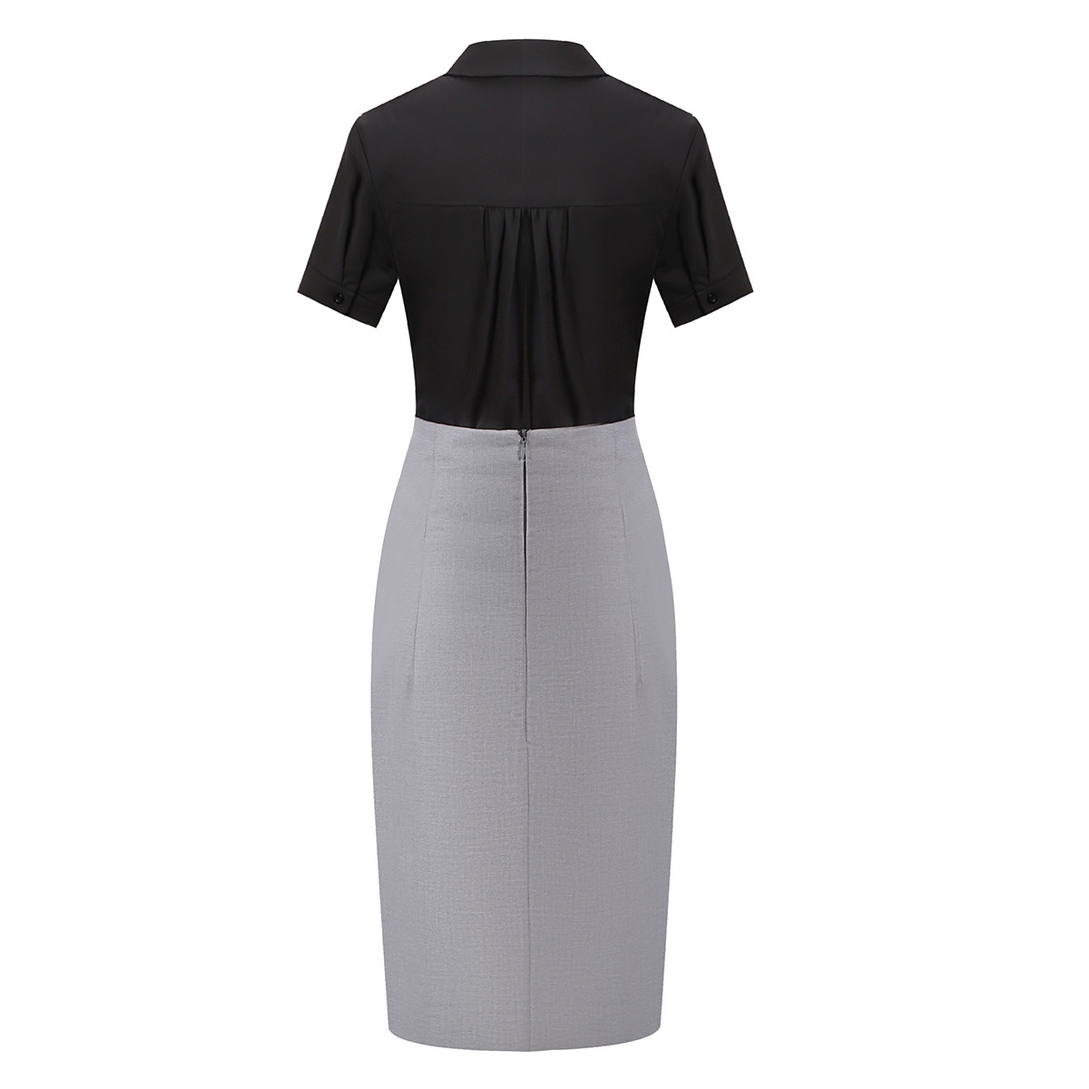 OL BLACK SHORT SLEEVE SHIRT COMMUTER LADIES FORMAL PROFESSIONAL SUIT TWO-PIECE WHITE COLLAR MANAGER BEAUTY SALON WORK CLOTHES