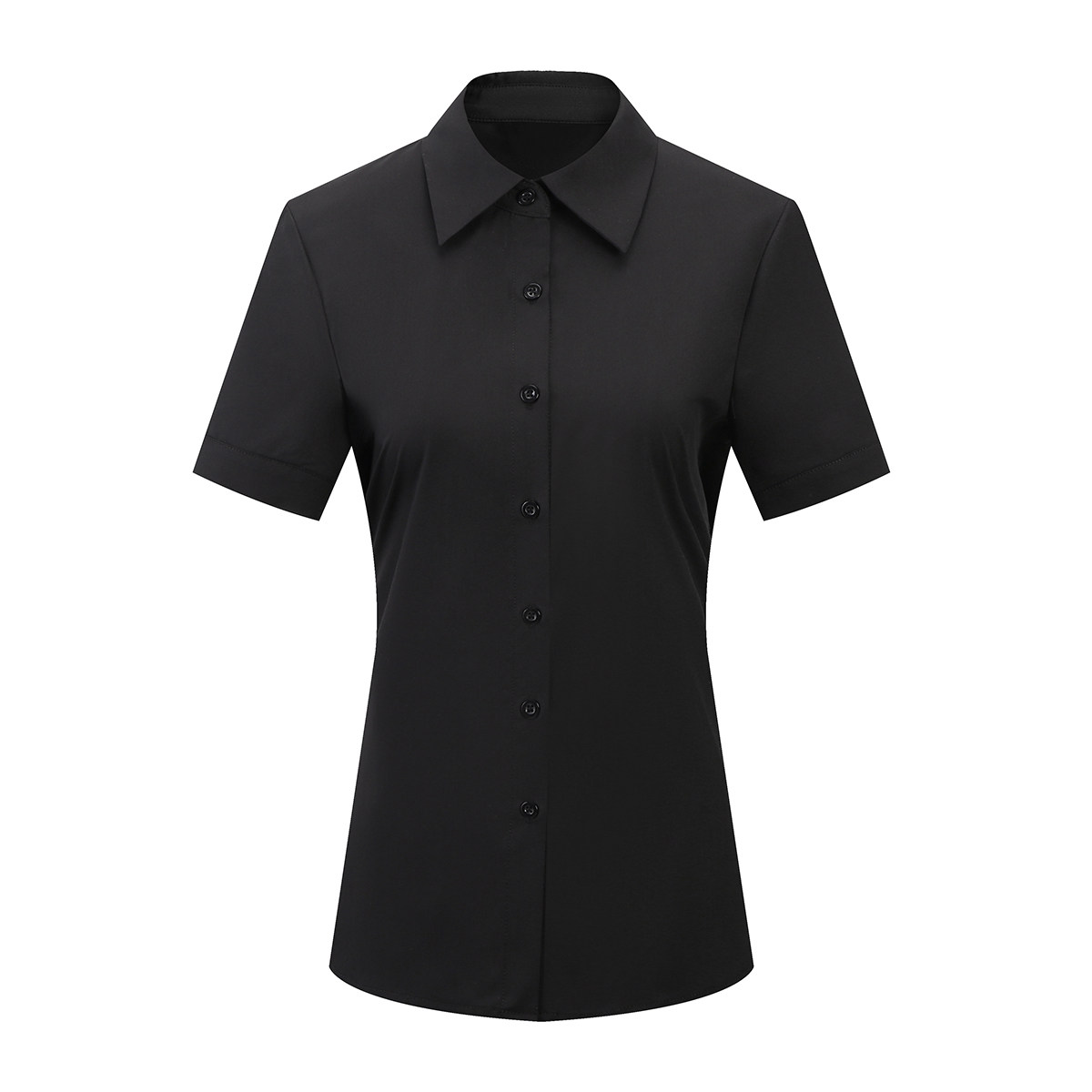 OL BLACK SHORT SLEEVE SHIRT COMMUTER LADIES FORMAL PROFESSIONAL SUIT TWO-PIECE WHITE COLLAR MANAGER BEAUTY SALON WORK CLOTHES