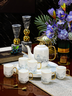 高档景德镇茶具套装轻奢高级感客厅家用乔迁新居陶瓷杯子水壶套装