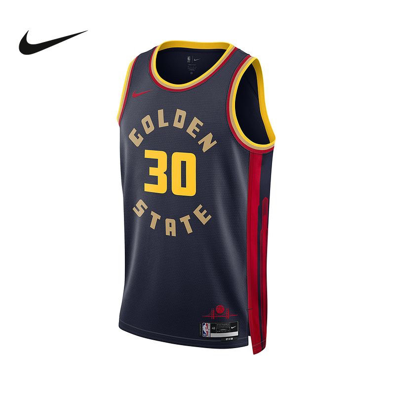 耐克金州勇士库里球衣男速干透气无袖运动T恤背心 FQ4342-422羊仓