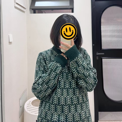 BP自制 B塔平替满印提花圆领套头长袖毛衣保暖百搭针织衫外套