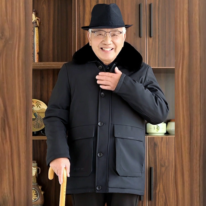 冬季脱卸内胆男装棉衣中老年加绒加厚保暖外套爸爸装活里活面棉袄