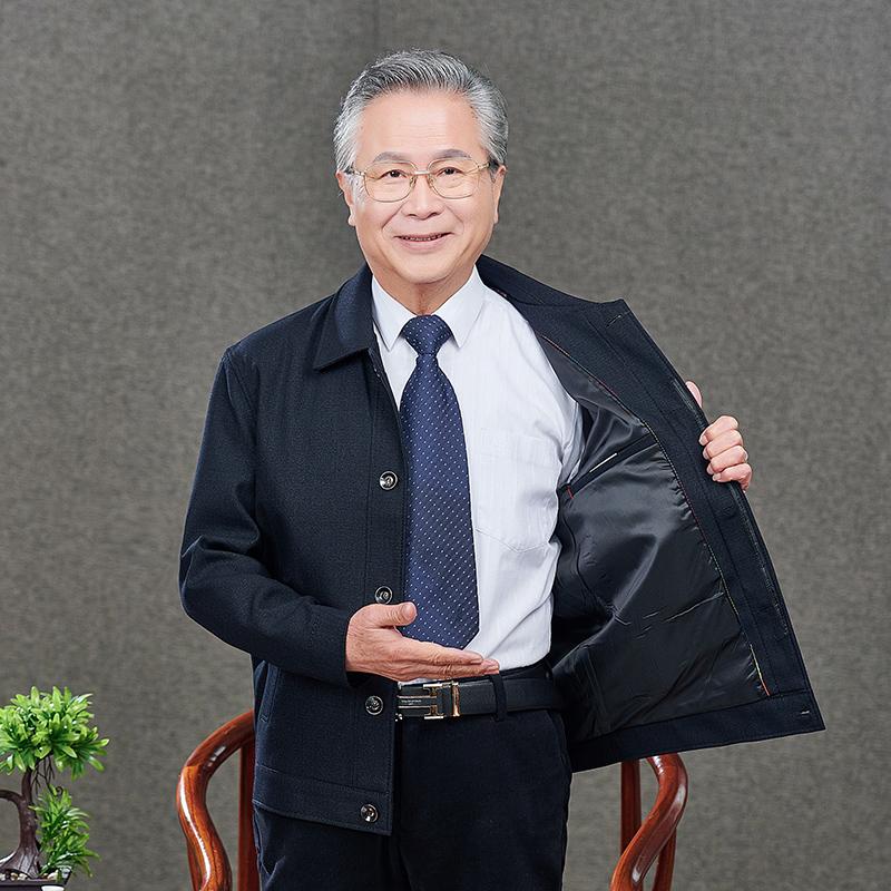 春秋中老年男士爸爸装夹克衫宽松翻领60岁外套中年上衣老年人爷爷