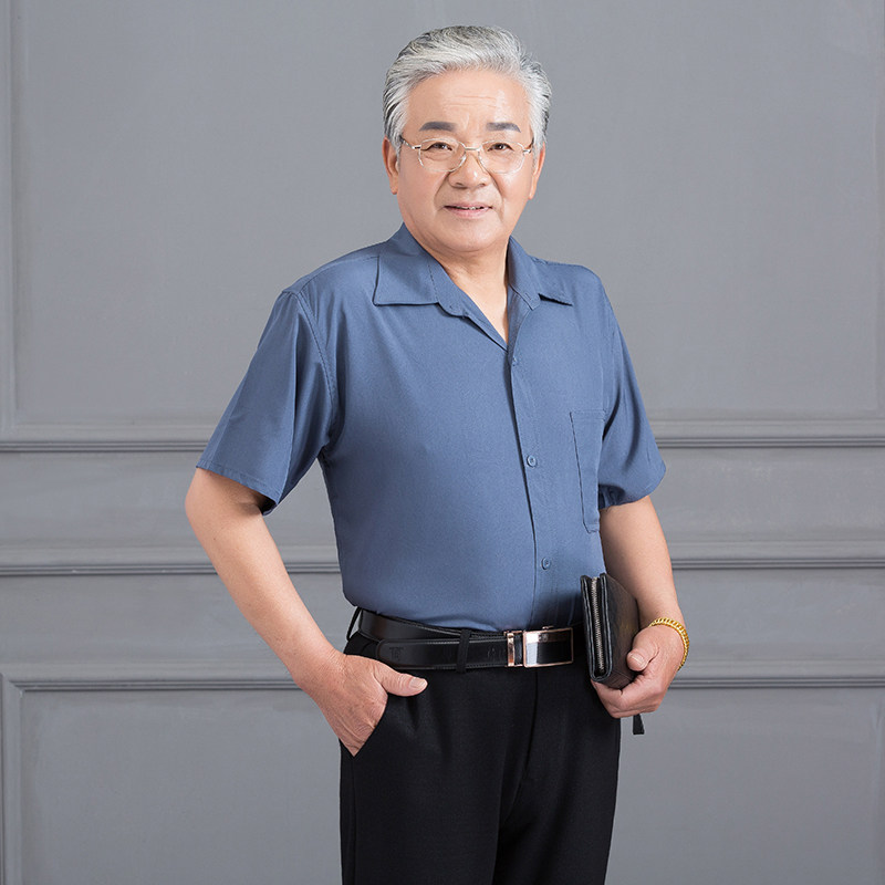 爷爷薄款男士夏季宽松休闲衬衣