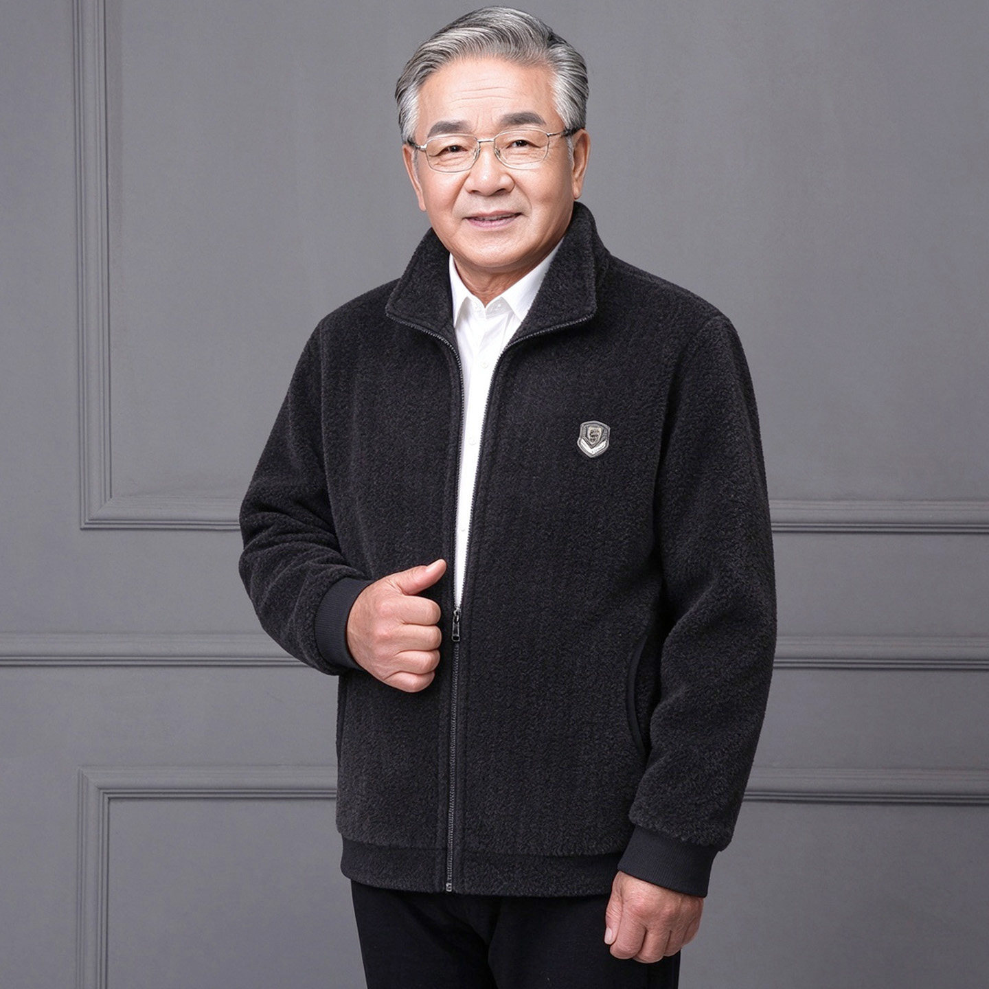 中老年人春秋夹克男士爸爸外套