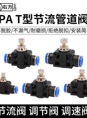 节流阀气动可调SA气管接头LSA10管道阀PA6快插限流调速流量调节阀