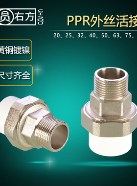 20PPR外丝活接4/6分25暖气水管配件32/40/50/63/75/110外牙铜接头