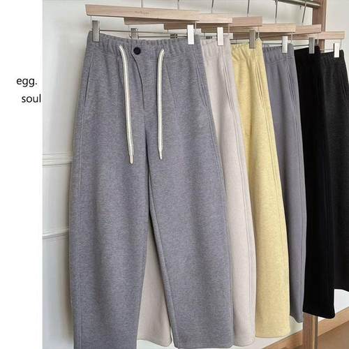 EGG韩国女装设计感腰口气质轻奢运动抽绳保暖加厚加绒一粒扣卫裤