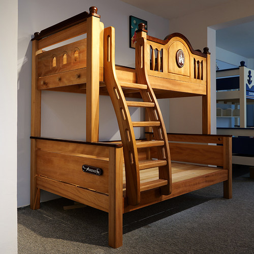 子母床高低床儿童床全纯实木上下铺男孩床上下字母床红檀木双层床