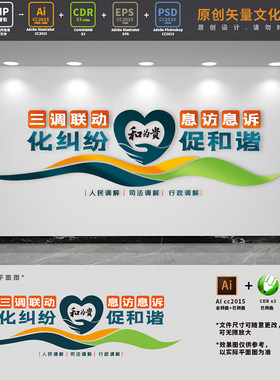 三调联动中心标语文化墙人民司法行政矛盾调解室背景布置AI+CDR