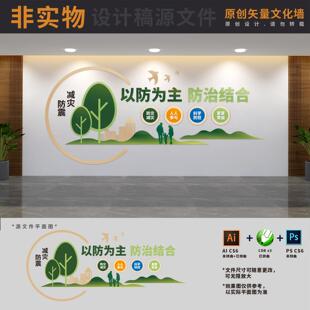校园防灾减灾救灾防震安全宣传文化墙应急消防救援AI+CDR+PSD素材