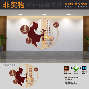 传承中医文化中医药医院科室望闻问切展板文化墙AI+CDR+PSD设计稿