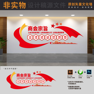 全国工商联文化墙四好商会建设标语背景形象墙AI+CDR+PSD设计素材