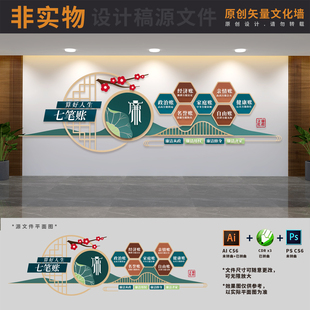 算好人生七笔账廉政廉洁清廉展板文化墙AI+CDR+PSD设计稿素材文件