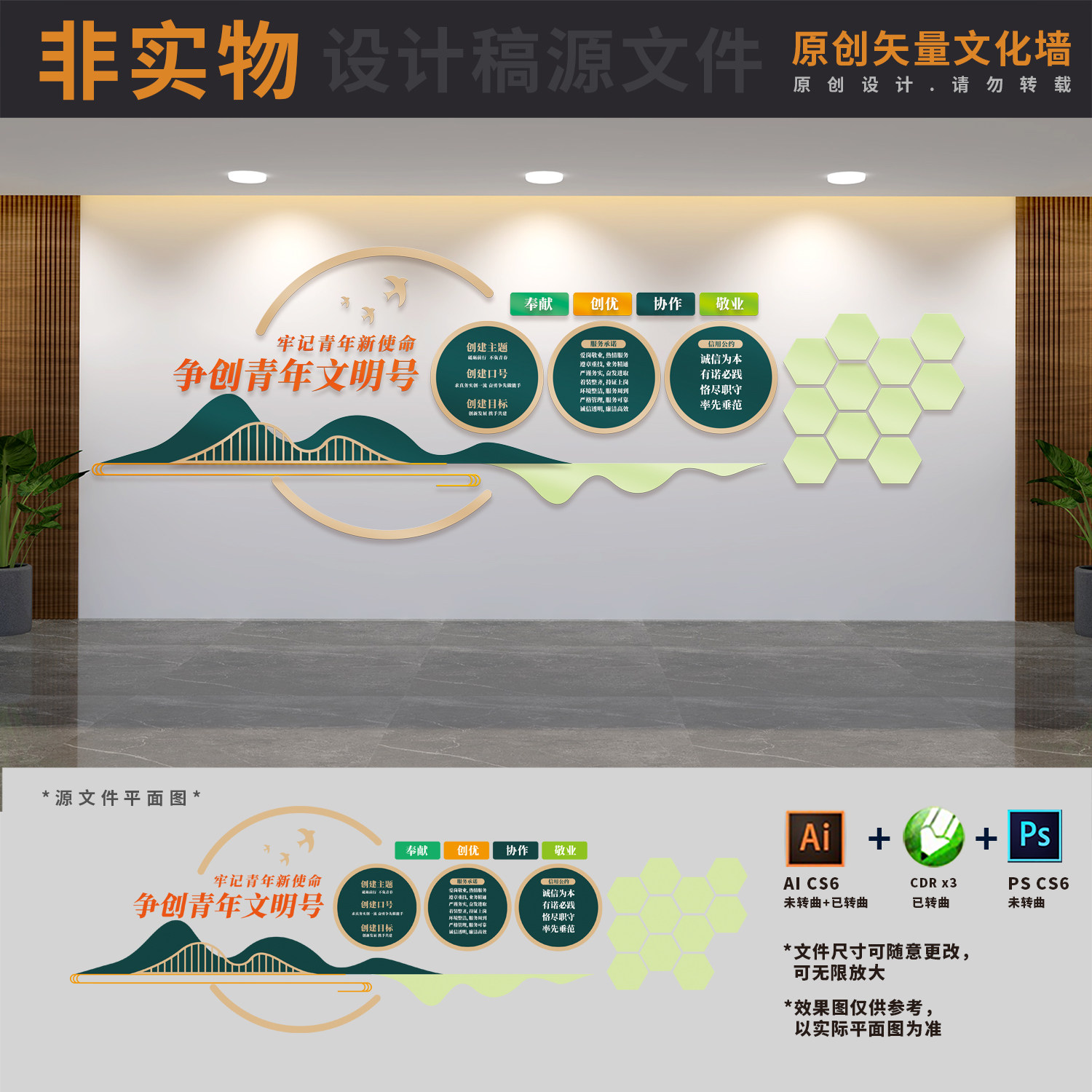 争创青年文明号制度展板医院巾帼岗宣传栏文化墙ai cdr psd设计稿