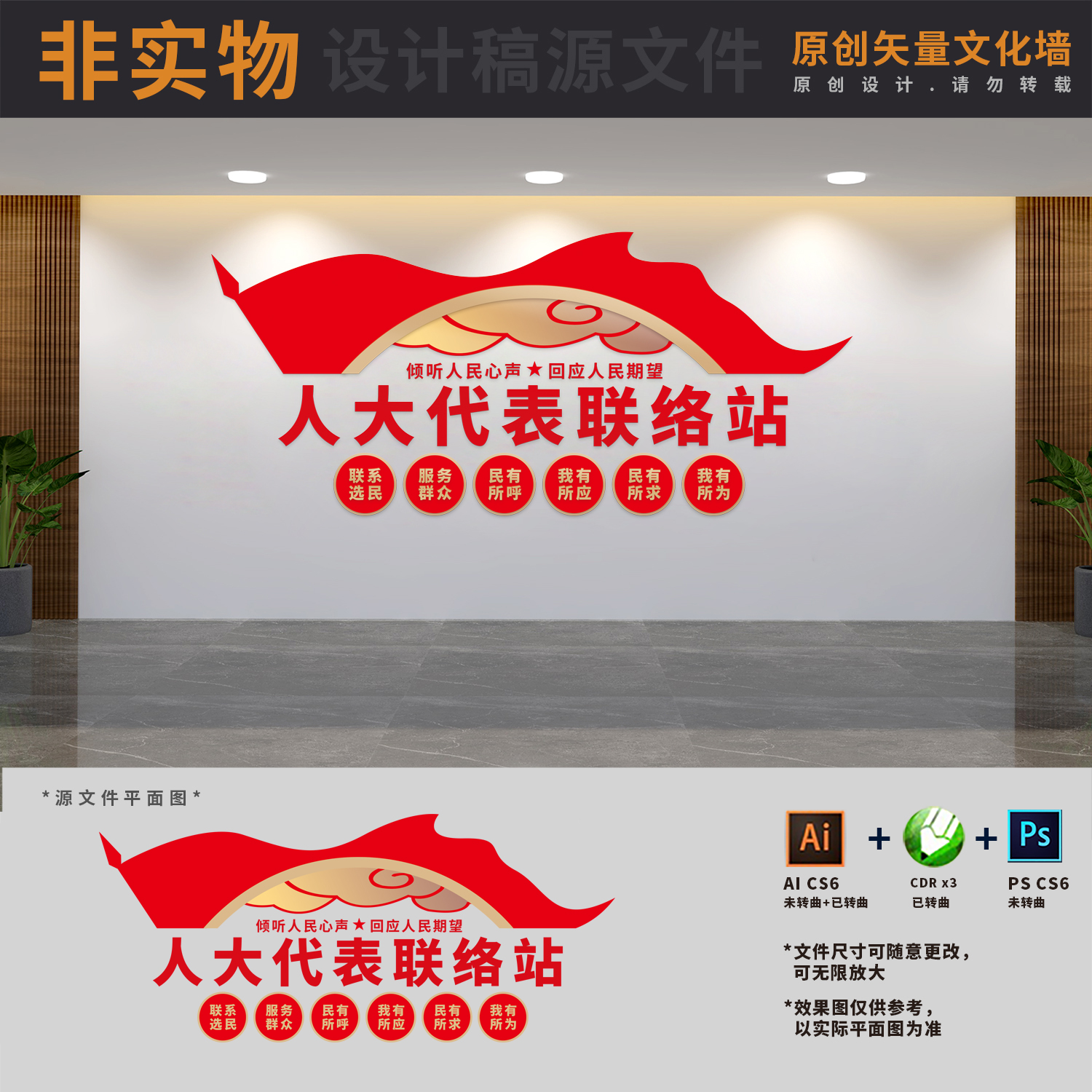 人大代表之家联络站建设文化墙政协展板背景墙AI+CDR+PSD设计稿