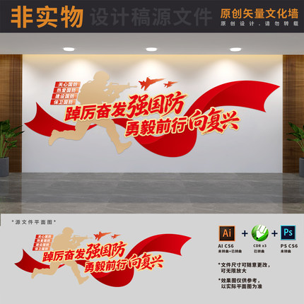 踔厉奋发强国防宣传教育展板民兵标语文化墙AI+CDR+PSD设计稿素材