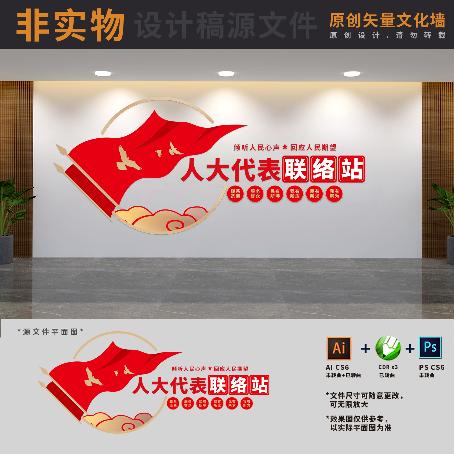 人大代表之家联络站建设文化墙政协展板背景墙AI+CDR+PSD设计稿