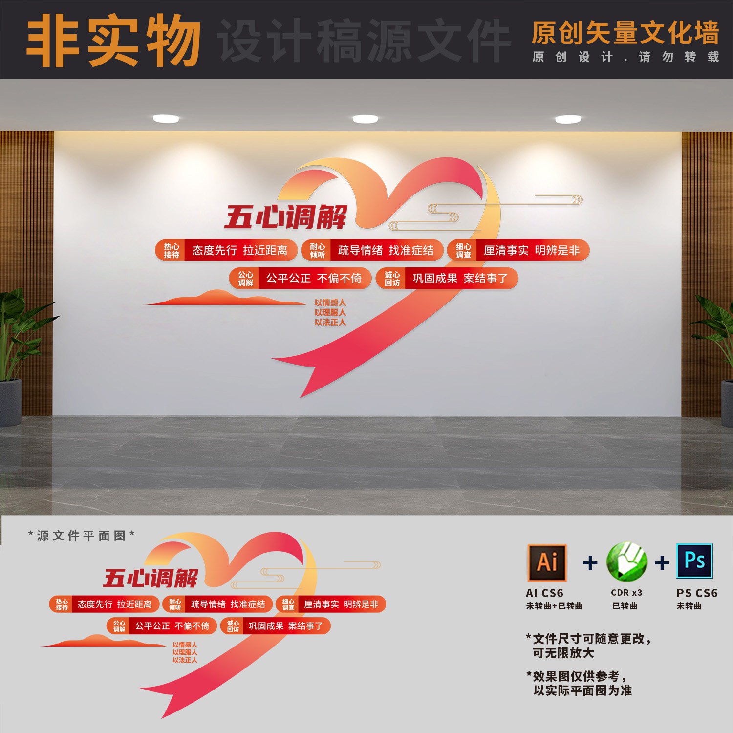 社区综治中心五心调解文化墙信访派出所调解室背景AI+CDR+PSD素材
