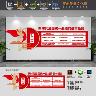 新时代爱国统一战线基本任务统战部侨联党建文化墙AI+CDR+PSD素材