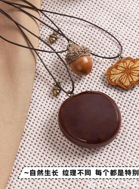 复古民族风橡果吊坠项链女2025