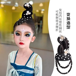 儿童假发头饰发包头饰品复古古风发型蝴蝶结套头丽人行发髻出发